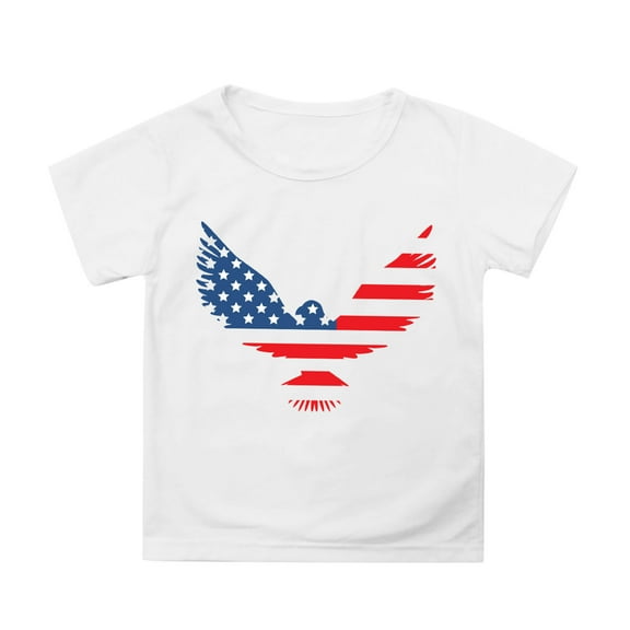 TOOYOU 4th Of July Girls T Shirts Kids America Flag T-Shirt Toddler Patriotic Tee Independence Day Top Classic Summer Tops For Girls Size 10-11 Years White