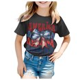 thumbnail image 1 of TOOYOU 4th Of July Girls T Shirts Short Sleeve Tee Letter Print Crewneck T-Shirt Casual Fit Basic Top Girls' Summer Fashion Patriotic Top Size 3-4 Years Black, 1 of 4