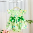 thumbnail image 1 of TOOYOU Baby Girl Bodysuits Cheap Toddler Girl Onesies New Spring Summer Easter Print Bowknots Flying Sleeves Princess Dress Breathable Rompers Green Size 9-12 Months, 1 of 9