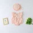 thumbnail image 1 of TOOYOU Baby Girl Bodysuits Cheap Toddler Girl Onesies Ruffles Sleeveless Lace Jumpsuit Clothing Set With Hat Soft Romper For Pink Size 0-3 Months, 1 of 4