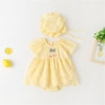 thumbnail image 1 of TOOYOU Baby Girl Bodysuits Cheap Toddler Girl Onesies Ruffles Sleeveless Lace Jumpsuit Clothing Set With Hat Breathable Rompers Yellow Size 3-6 Months, 1 of 8