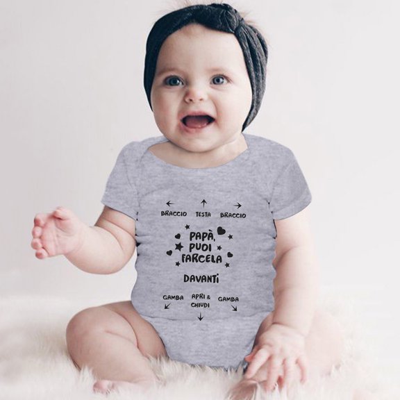 TOOYOU Baby Girl Bodysuits Cheap Toddler Girl Onesies Short Sleeve Letter Prints Clothes Hypoallergenic Onesies Romper Gray Size 9-12 Months