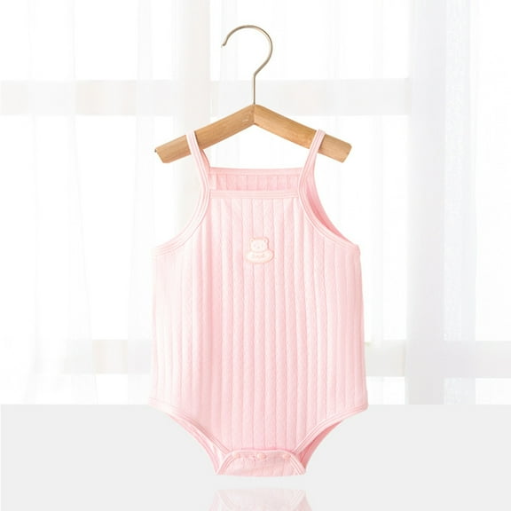TOOYOU Baby Girl Bodysuits Cheap Toddler Girl Onesies Sleeveless Solid Jumpsuit Summer Clothes Hypoallergenic Onesies Romper Pink Size 0-3 Months