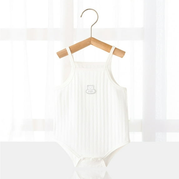 TOOYOU Baby Girl Bodysuits Cheap Toddler Girl Onesies Sleeveless Solid Jumpsuit Summer Clothes Hypoallergenic Onesies Romper White Size 12-24 Months