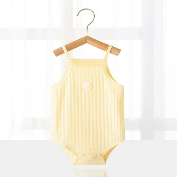 TOOYOU Baby Girl Bodysuits Cheap Toddler Girl Onesies Sleeveless Solid Jumpsuit Summer Clothes Hypoallergenic Onesies Romper Yellow Size 12-24 Months
