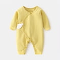 thumbnail image 1 of TOOYOU Baby Girl Bodysuits Cheap Toddler Girl Onesies Solid Color Long Sleeve Jumpsuit Zipper Closure Baby Romper Yellow Size 1-3 Months, 1 of 9