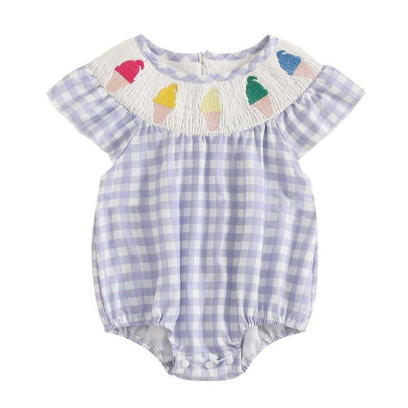 TOOYOU Baby Girl Bodysuits Cheap Toddler Girl Onesies Striped Little Flying Sleeve Cute Print Jumpsuit Cozy Baby Girl Romper Blue Size 12-18 Months