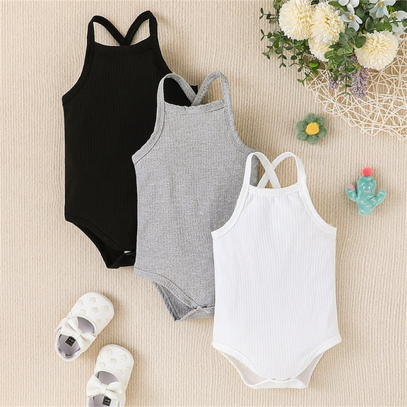 TOOYOU Baby Girl Bodysuits Cheap Toddler Girl Onesies Striped Triangle Harness Summer Casual Sling Wrapping Fart Clothes Hypoallergenic Onesies Romper Black Size 6-9 Months