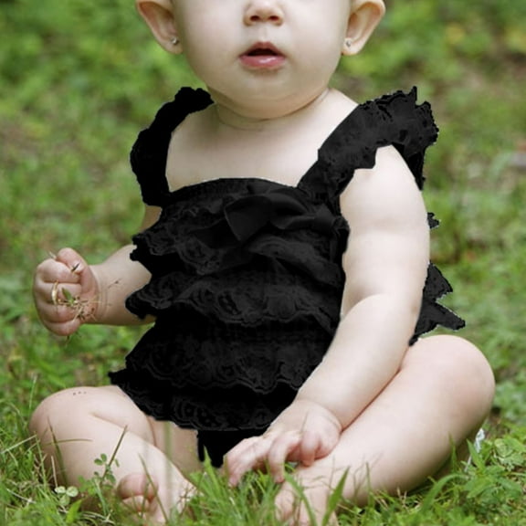 TOOYOU Baby Girl Bodysuits Cheap Toddler Girl Onesies Summer Wrapped Fart Coat Solid Color Onesie Harness Crawling Clothes Children'S Clothing Breathable Rompers Black Size 0-12 Months