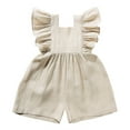 thumbnail image 1 of TOOYOU Baby Girl Clothes Ruffled Girls Jumpsuit Fly Sleeve Romper Linen Overalls Summer Clothes Comfortable Fitting Clothing For Children Size 18-24 Months ,Khaki, 1 of 2