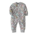 thumbnail image 1 of TOOYOU Baby Girls Romper&Jumpsuit Long Sleeved Round Neck Button Print Jumpsuit Cute Onesie Bodysuits Playsuit For Kids Gray Size 3-6 Months, 1 of 2