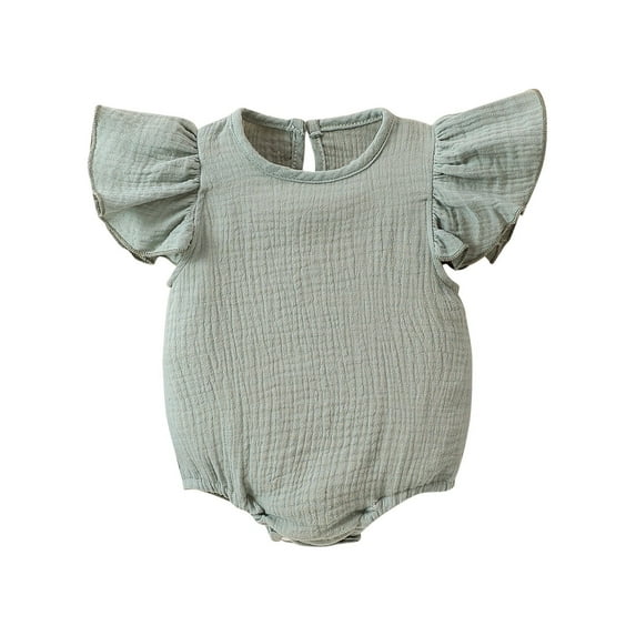 TOOYOU Baby Girls Romper&Jumpsuit Newborn Infant Ruffles Solid Color Jumpsuits Cute Onesie Bodysuits Playsuit For Kids Green Size 0-3 Months