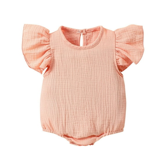 TOOYOU Baby Girls Romper&Jumpsuit Newborn Infant Ruffles Solid Color Jumpsuits Cute Onesie Bodysuits Playsuit For Kids Pink Size 12-18 Months