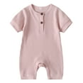 thumbnail image 1 of TOOYOU Baby Girls Romper&Jumpsuit Newborn Infant Short Sleeve Solid Color Jumpsuit Cute Onesie Bodysuits Playsuit For Kids Pink Size 6-9 Months, 1 of 8