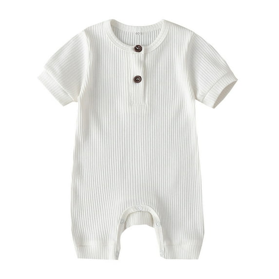 TOOYOU Baby Girls Romper&Jumpsuit Newborn Infant Short Sleeve Solid Color Jumpsuit Cute Onesie Bodysuits Playsuit For Kids White Size 3-6 Months