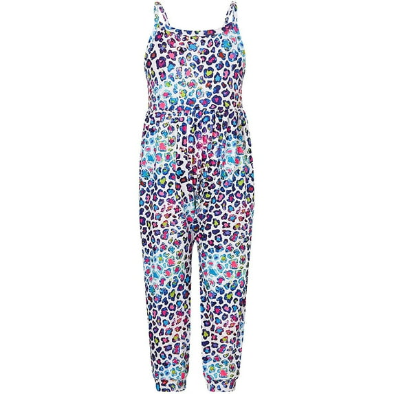 TOOYOU Baby Girls Romper&Jumpsuit Toddler Summer Kids Leopard Strap Jumpsuit Playwear Clothing For Children Size 2-3 Years