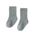 thumbnail image 1 of TOOYOU Baby Socks Boys And Girls Socks Double Needle Mid Calf Solid Color Crew Socks Breathable Slippers With Soft Rubber Sole Baby Boys Girls On Sneakers Size 3-5 Years, 1 of 5