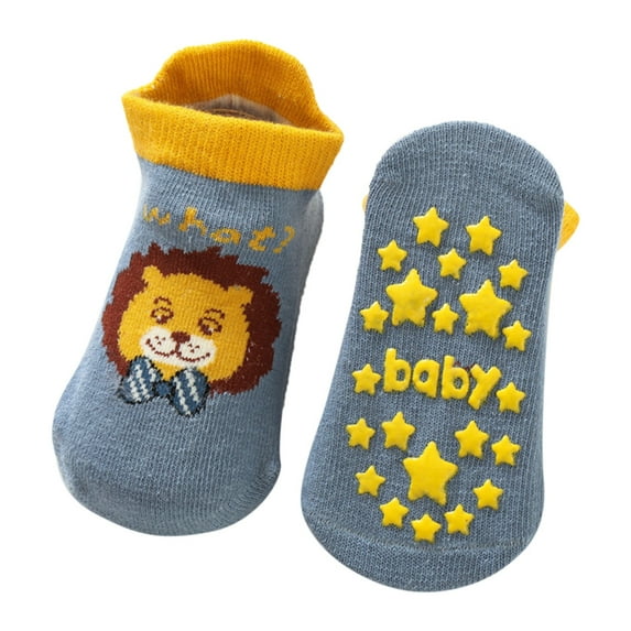 TOOYOU Baby Socks Non Slip Knitting Cute Animal Socks Toddler Boy Crew Socks With Grippers Baby Socks That Stay On Size 0-6 Months