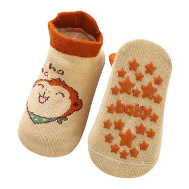 TOOYOU Baby Socks Non Slip Knitting Cute Animal Socks Toddler Boy Crew Socks With Grippers Baby Socks With Non-Skid Soles Size 6-12 Months