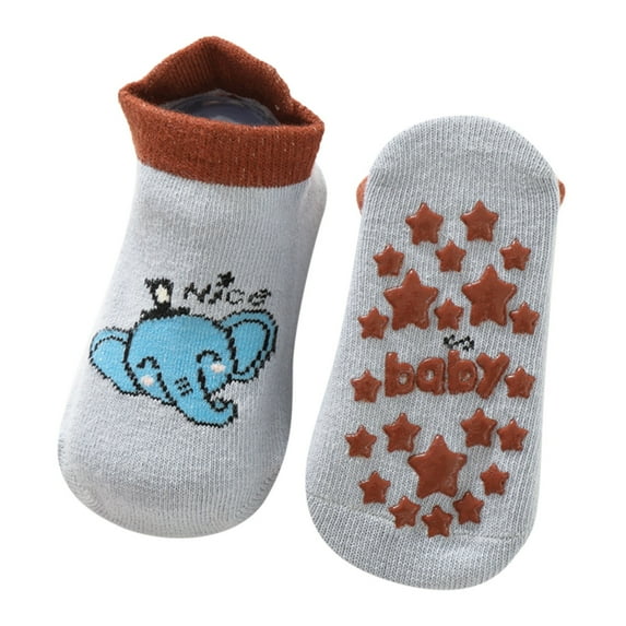 TOOYOU Baby Socks Non Slip Knitting Cute Animal Socks Toddler Boy Crew Socks With Grippers Baby Socks With Non-Skid Soles Size 6-12 Months