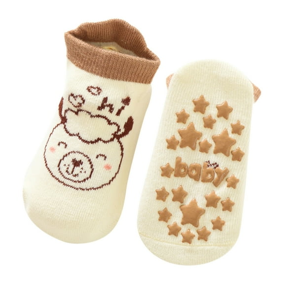 TOOYOU Baby Socks Non Knitting Cute Animal Socks Toddler Boy Crew Socks With Grippers Walking Shoes Slippers Size 6-12 Months