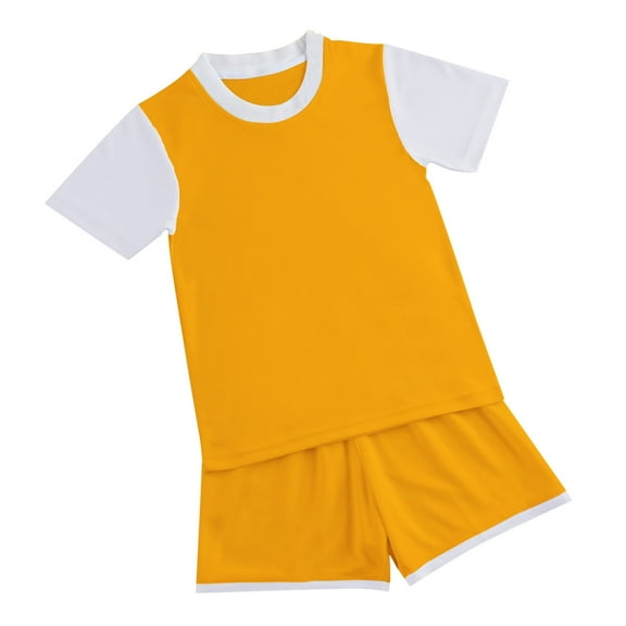 TOOYOU Boys 2-Piece Outfits Sets Basketball Suit Primary And Secondary School Students Performance Sports Training Durable Clothing Sets For Boys Size 9-12 Years Yellow
