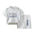 thumbnail image 1 of TOOYOU Boys 2-Piece Outfits Sets Sports Shorts Sets Jerseyss Tracksuit 2Pcs Basketball Suit Short Sleeve Shirt Tank Top And Mesh Shorts Set Boys Clothing Set For Daily Wear Size 12-24 Months White, 1 of 3
