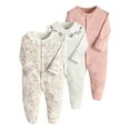 thumbnail image 1 of TOOYOU Boys Bodysuit Outfit 3-Pack Spring And Autumn New Baby Boy Girls Onesies Long Sleeved Solid Color Printed Footed Jumpsuit Pajamas Suit Romper Suit Size 9-12 Months Pink, 1 of 3