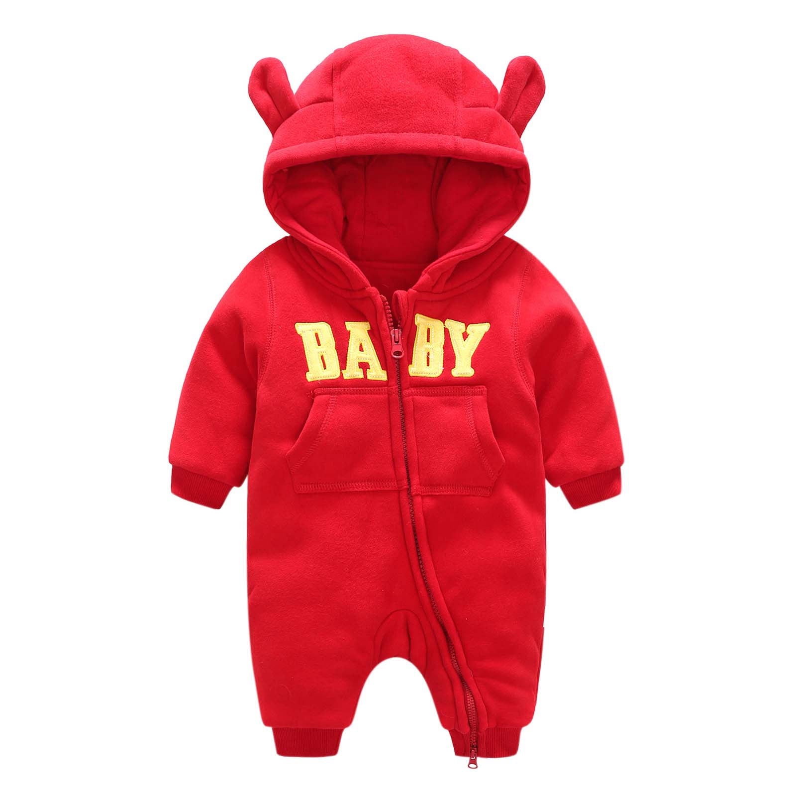 TOOYOU Boys Bodysuit Outfit New Baby Boy Girls Onesies Ribbed Pajamas Zipper Long Sleeve Cute Animal Shaped Dressing Up Jumpsuit Breathable Romper Size 9-12 Months Red