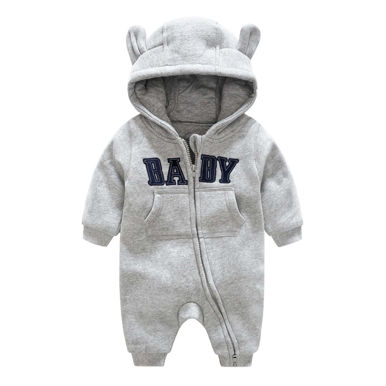 TOOYOU Boys Bodysuit Outfit New Baby Boy Girls Onesies Ribbed Pajamas Zipper Long Sleeve Cute Animal Shaped Dressing Up Jumpsuit Hypoallergenic Newborn Romper Size 6-9 Months Gray