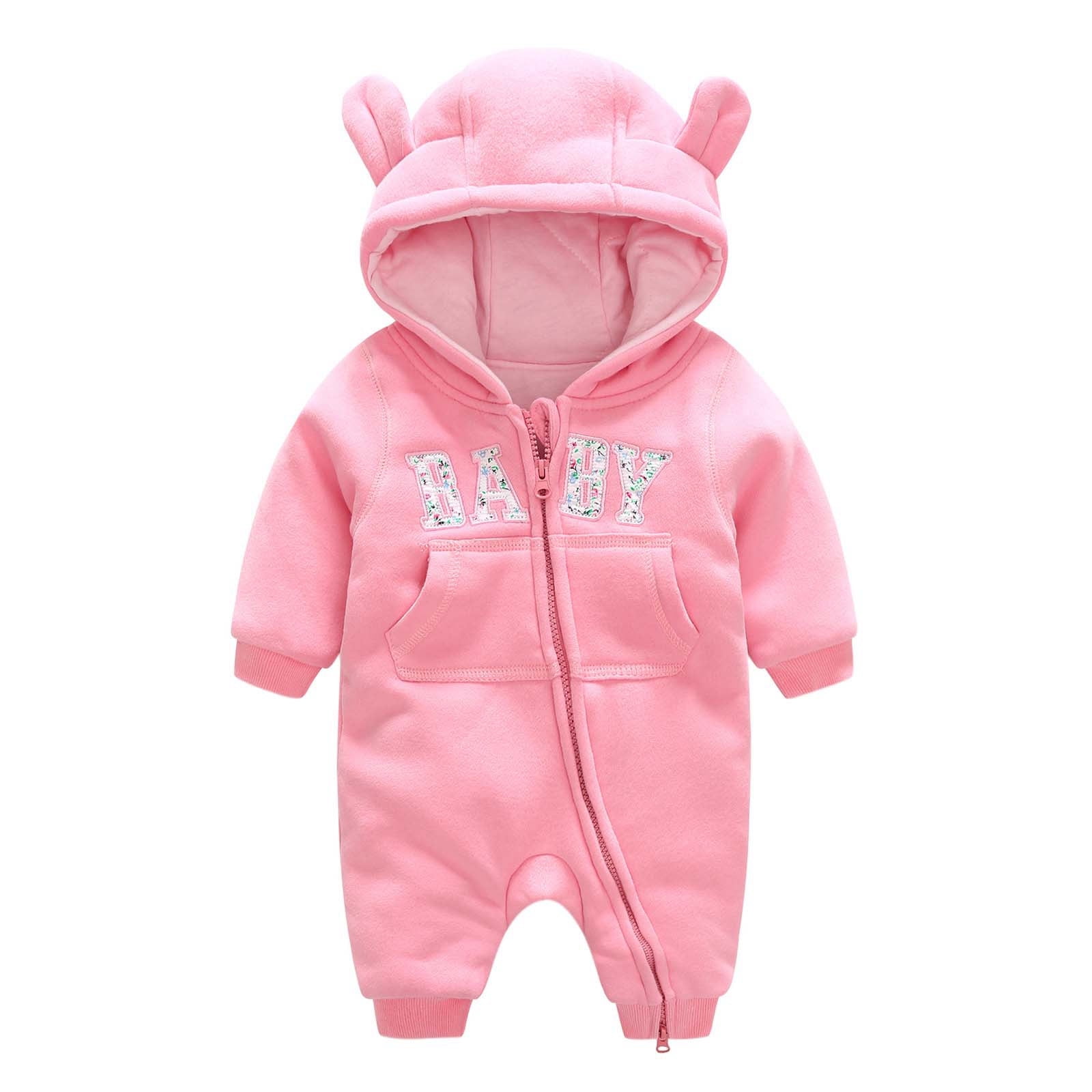TOOYOU Boys Bodysuit Outfit New Baby Boy Girls Onesies Ribbed Pajamas Zipper Long Sleeve Cute Animal Shaped Dressing Up Jumpsuit One-Piece Romper Size 0-3 Months Pink