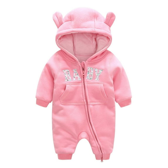 TOOYOU Boys Bodysuit Outfit New Baby Boy Girls Onesies Ribbed Pajamas Zipper Long Sleeve Cute Animal Shaped Dressing Up Jumpsuit Unisex Baby Clothes Size 9-12 Months Pink