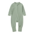 thumbnail image 1 of TOOYOU Boys Bodysuit Outfit New Baby Boy Girls Onesies Solid Color Ribbed Pajamas Zipper Long Sleeve Jumpsuit Hypoallergenic Romper Size 12-18 Months Green, 1 of 9
