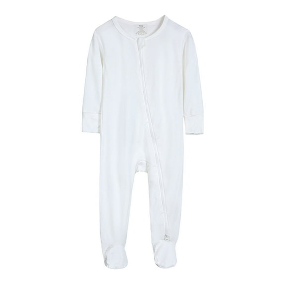 TOOYOU Boys Footed Romper Baby Cotton Footed Pajamas Zipper Long Sleeve Sleeper Jumpsuit Fashion Playsuit Bodysuits For Toddler ,Size 12-18 Months White