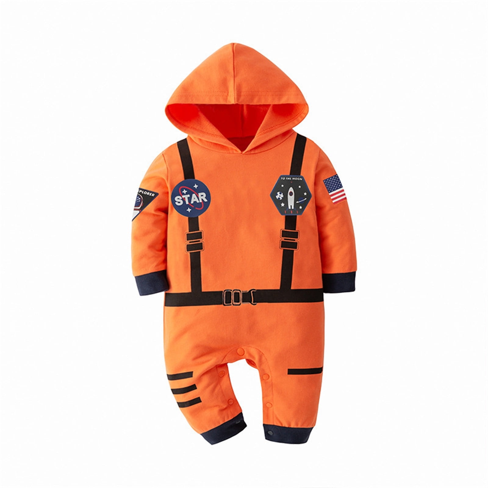 TOOYOU Boys Girls Romper Cute Astronaut Jumpsuit Short Sleeve Pullover Bodysuits Toddler Kids Soft And Comfortable Onesie Size 12-18 Months