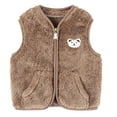 thumbnail image 1 of TOOYOU Boys Jacket Baby Thermal Vest Zip Up Cute Bear Jackets Fuzzy Fall Winter Warm Clothes For Toddler Daily Wear Outerwear Size 12 M-18 M Brown, 1 of 4