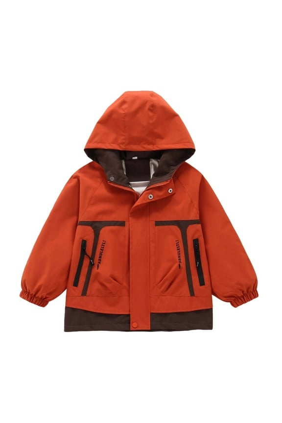 Boys Jacket Lightweight Windbreaker Jacket For Spring & Autumn Breathable Outdoor Coat With Zipper Pockets Loose Outerwear Size 6 Y-7 Y Orange