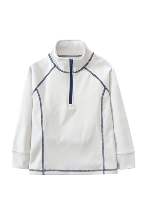 Boys Jacket Winter Thermal Pullover Hoodie Kids Sportswear Top With Half Standing Collar For Children Outdoor Activities For Cold Weather Size 2 Y-3 Y White