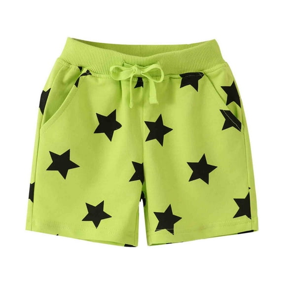 TOOYOU Boys Knit Shorts Star Print Drawstring Elastic Waist Shorts Beach Bathing Suit Toddler Swim Trunks Versatile Shorts For Boys Size 5-6 Years Light Green