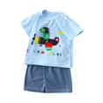 thumbnail image 1 of TOOYOU Boys Outfits Cotton Short Sleeve T Shirt Set Cartoon Pattern Color Contrast Home Clothes Pajamas Air Conditioning Clothes Boys Durable Suit Set Size 6-12 Months ,Blue, 1 of 4