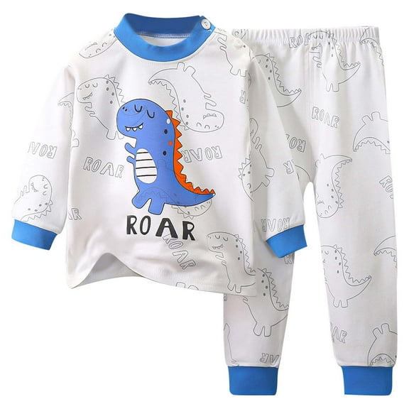 TOOYOU Boys Pajamas Sets Children Sleepwear Outfit Long Sleeve Printing Comfort Homewear Clothing For Kids Cozy Loungewear Blue Size 5-6 Years
