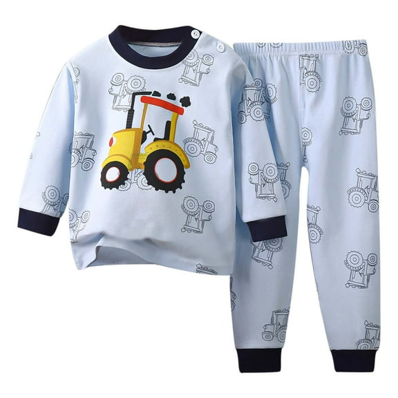 TOOYOU Boys Pajamas Sets Comfort Long Sleeve Sleepwear Suit Children Leisure Home Clothing Cozy Loungewear Blue Size 5-6 Years