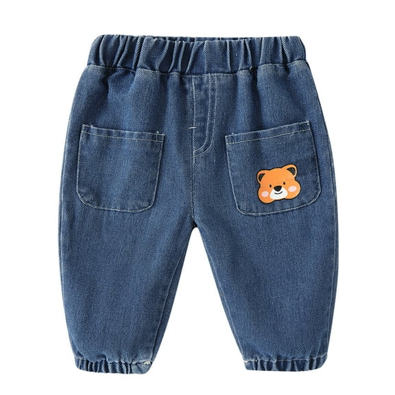 TOOYOU Boys Pants Children Kids Toddler Baby Cute Cartoon Animals Print Jeans Pants Trousers Size 2-3 Years , Dark Blue