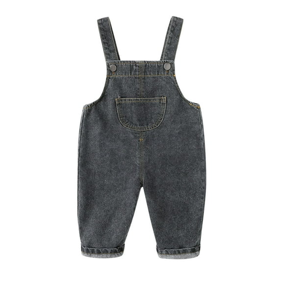 TOOYOU Boys Pants Children Toddler Kids Baby Cute Denim Overalls Suspender Pants Size 3-4 Years , Black