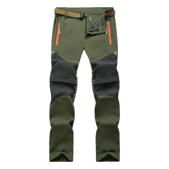 TOOYOU Boys Pants Summer New Outdoor Kids Pants Breathable Lightweight Convertible Shorts Size 11-12 Years , Army Green