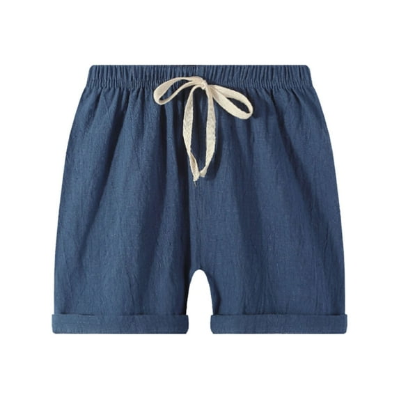 TOOYOU Boys Pants Toddler Baby Pants Casual Harem Pants Solid Color Shorts Casual Pants Plain Color Fan Sports Lace Up Beach Summer Baby Shorts Size 4-5 Years , Navy