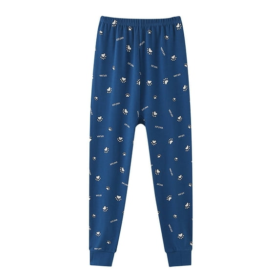 TOOYOU Boys Pants Unisex Pajamas Kids Cartoon All Over Print Soft Animal Sleep Pajamas Pants Size 5-6 Years , Dark Blue