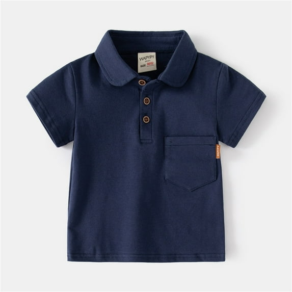 TOOYOU Boys Polo Shirt Summer Kids Child Toddler Baby Shirt Solid Short Sleeve Pocket T Shirt Blouse Tops Outfits Size 5-6 Years Navy