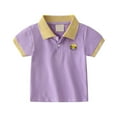 thumbnail image 1 of TOOYOU Boys Polo Shirt Summer Kids Short Loose Sleeve Casual Striped Shirt Button Closure Fashion Comfortable & Soft Top Size 18-24 Months Purple, 1 of 3