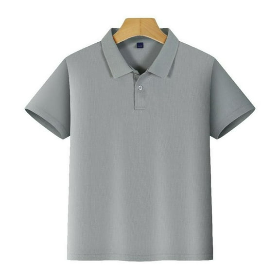 TOOYOU Boys Polo Shirt Summer Kids Short Sleeve Tee Button Closure Comfortable & Soft Top Size 5-6 Years Grey